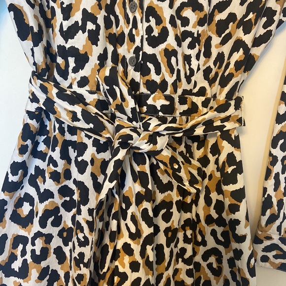 J Crew dress, Leopard print button down with tie waist, size 4 - Picture 5 of 7